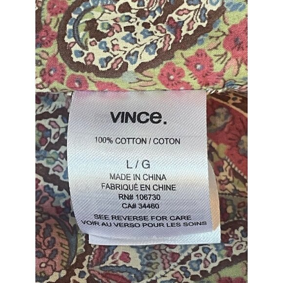 Vince Long Sleeve Button Down Paisley Shirt Multicolor Mens Size Large - Picture 5 of 5